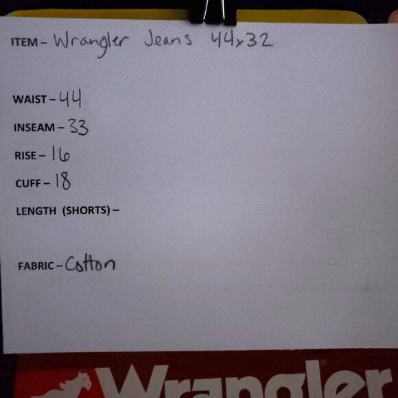 Wrangler Full Fit Straight Leg Jeans Men's Size 44x32 Heavy Weight Dark Wash - Picture 8 of 9
